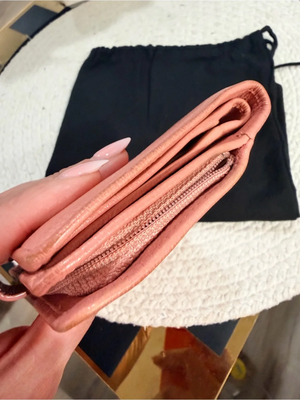 CHANEL Camellia L-Zip Pocket Wallet Pink Lambskin Gold Hardware + Dust Bag